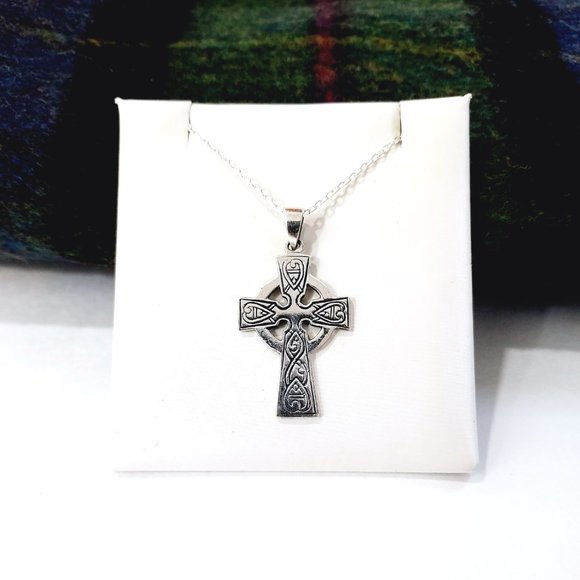 The Shepherd's Knot Jewelry - NEW Irish Celtic Sterling Silver Necklace Cross Large Ireland
